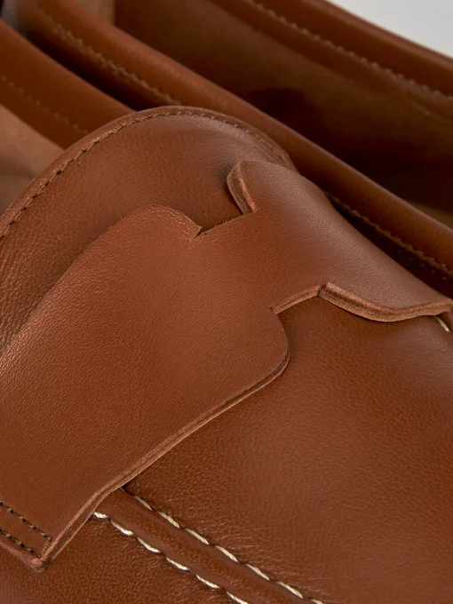 Mocassini tacco 1cm pelle marrone