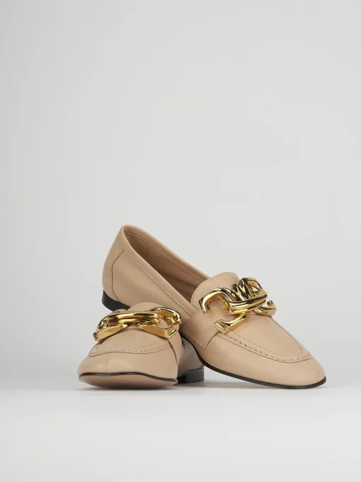 Mocassini tacco 1cm pelle beige