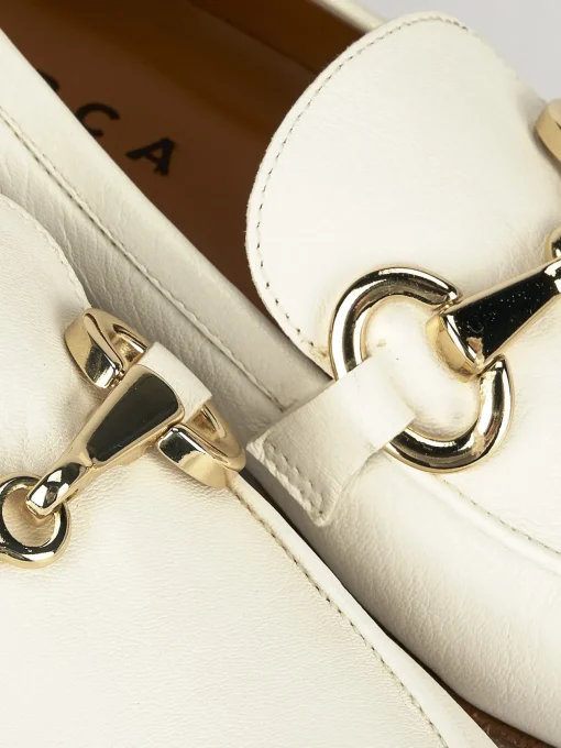 Mocassini tacco 1cm pelle bianco