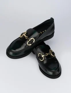 Mocassini tacco 2cm pelle verde