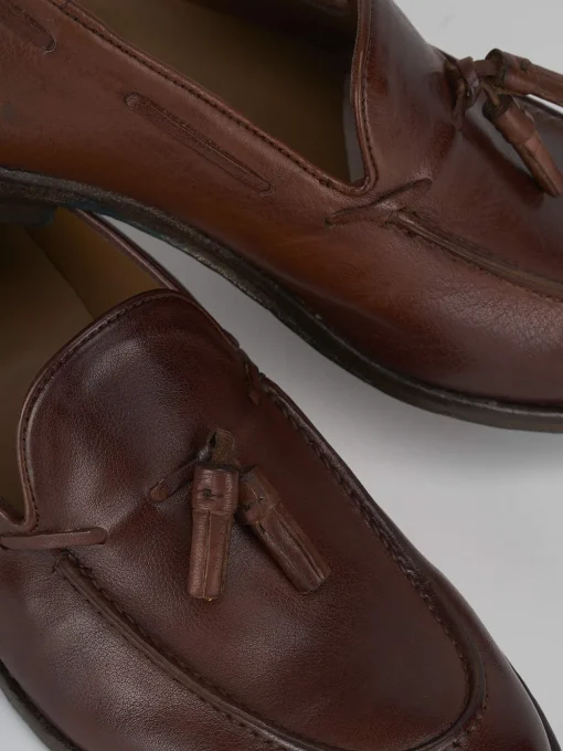 Mocassini tacco 2cm pelle marrone