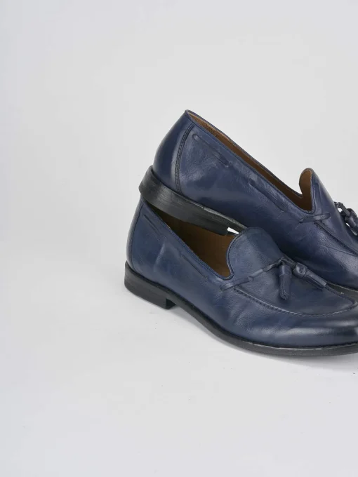 Mocassini tacco 2cm pelle blu