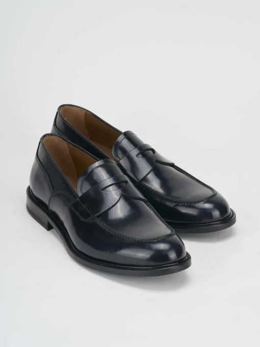Mocassini tacco 1cm pelle blu