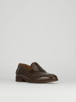 Mocassini tacco 2cm pelle marrone