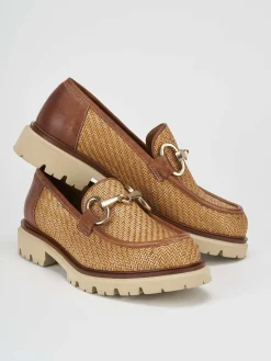 Mocassini tacco 2cm pelle marrone