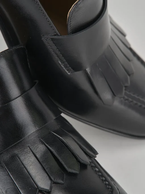 Mocassini tacco 5cm pelle nero