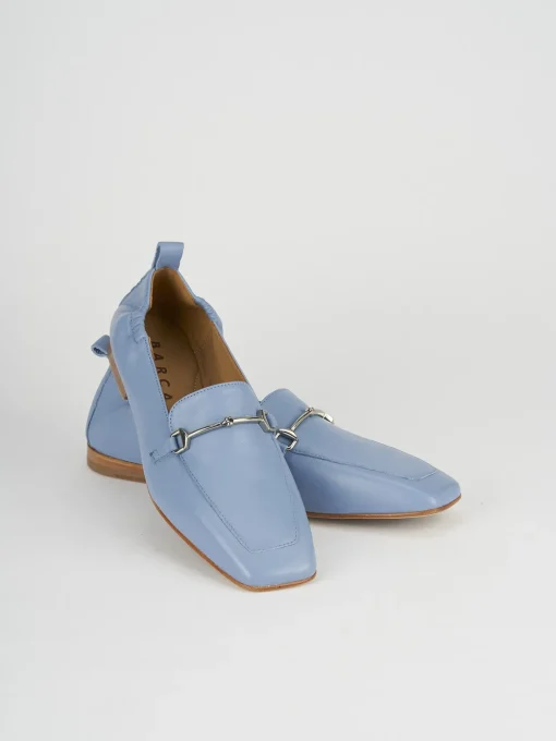 Mocassini tacco 1cm pelle azzurro