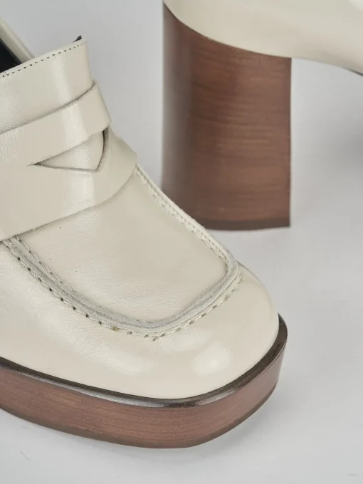 Mocassini tacco 9cm pelle bianco