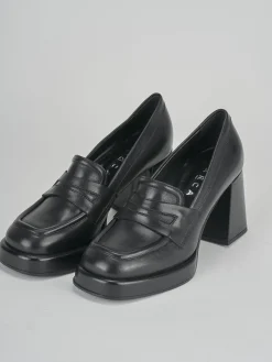 Mocassini tacco 7cm pelle nero