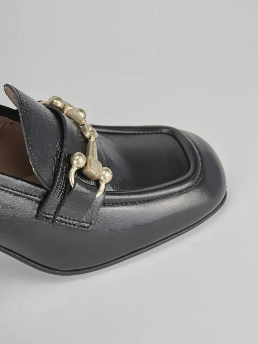 Mocassini tacco 5cm pelle nero