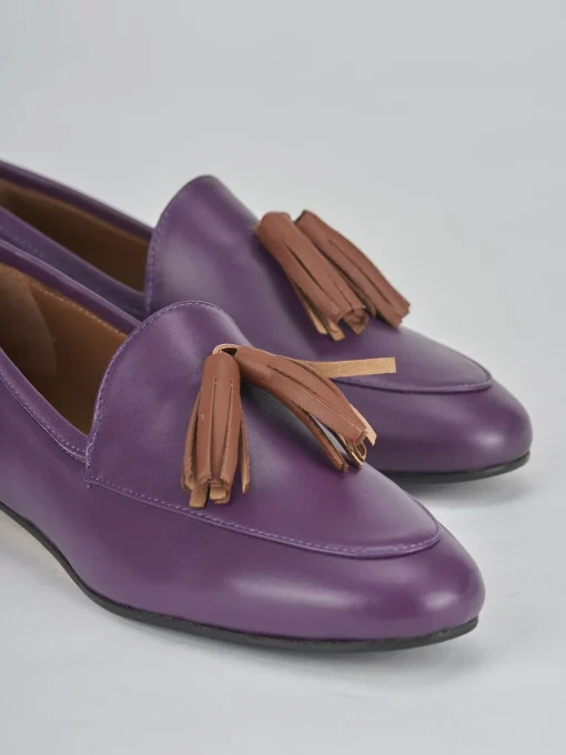 Mocassini tacco 1cm pelle viola