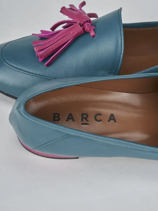 Mocassini tacco 1cm pelle blu