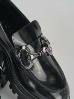Mocassini tacco 3cm pelle nero