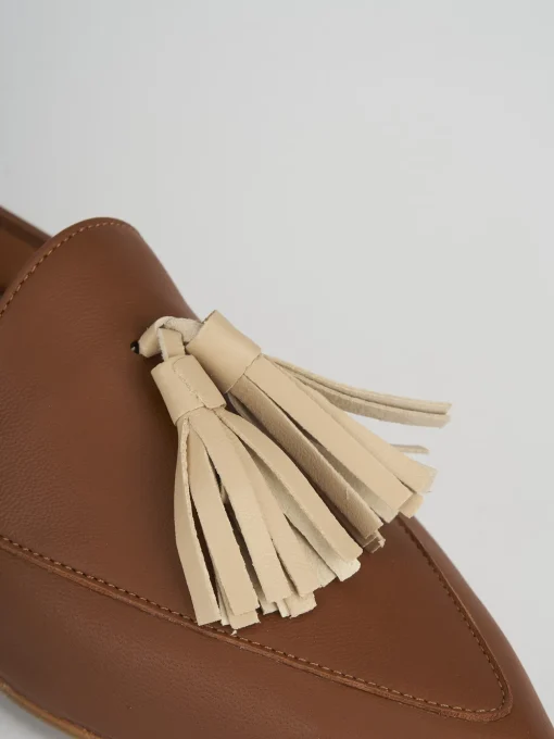 Mocassini tacco 1cm pelle marrone