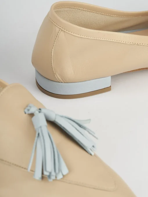 Mocassini tacco 1cm pelle beige