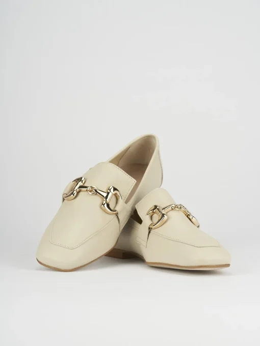 Mocassini tacco 1cm pelle beige