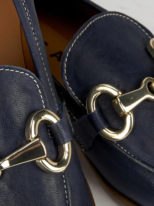 Mocassini tacco 1cm pelle blu