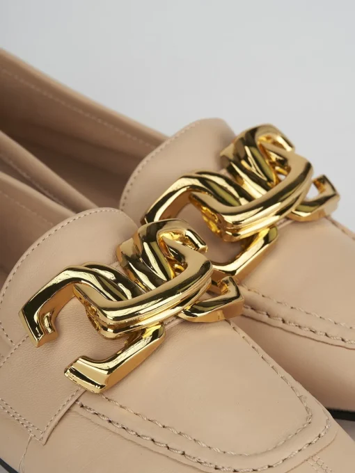 Mocassini tacco 1cm pelle beige