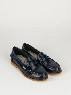 Mocassini tacco 2cm pelle blu