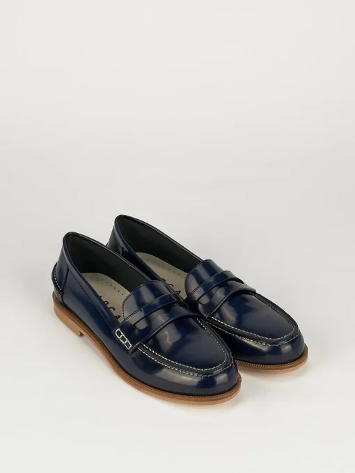 Mocassini tacco 2cm pelle blu