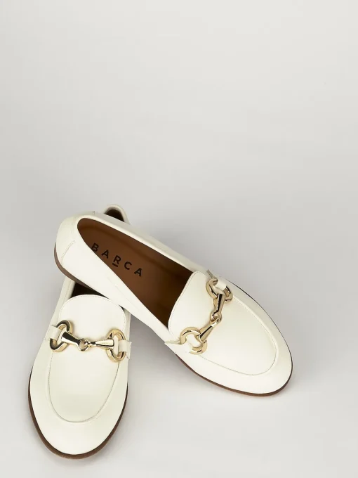 Mocassini tacco 1cm pelle bianco