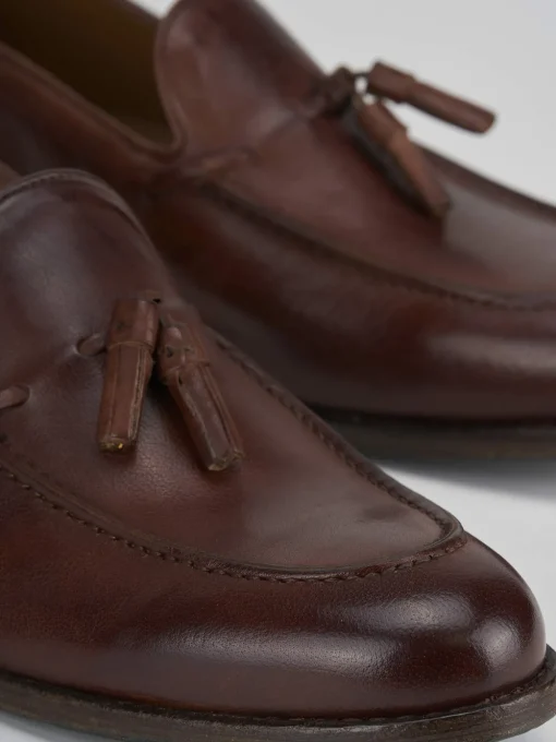 Mocassini tacco 2cm pelle marrone