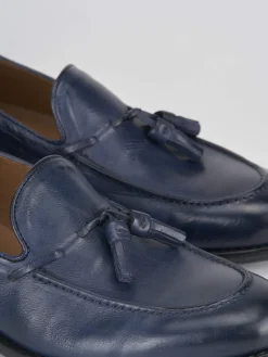 Mocassini tacco 2cm pelle blu