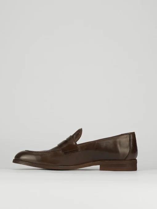 Mocassini tacco 2cm pelle marrone