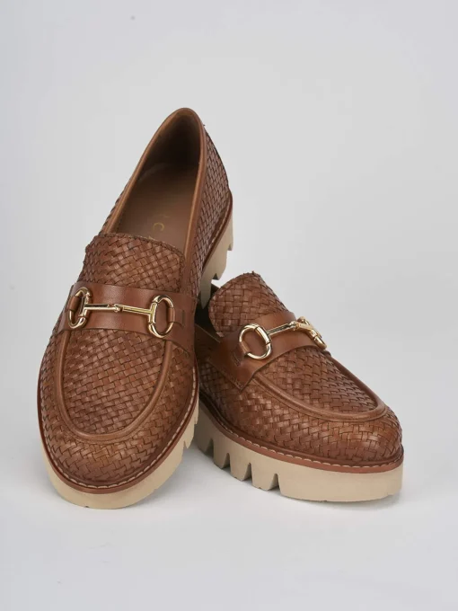 Mocassini tacco 2cm pelle marrone