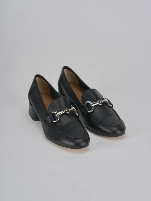 Mocassini tacco 3cm pelle nero