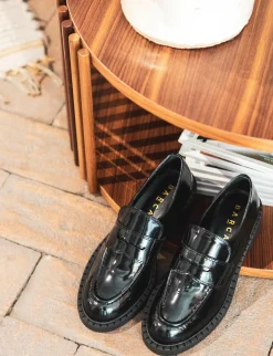 Mocassini tacco 2cm pelle nero