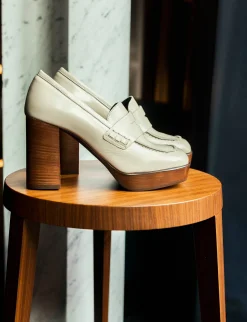 Mocassini tacco 9cm pelle bianco