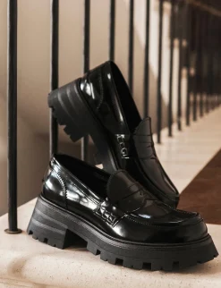 Mocassini tacco 3cm pelle nero