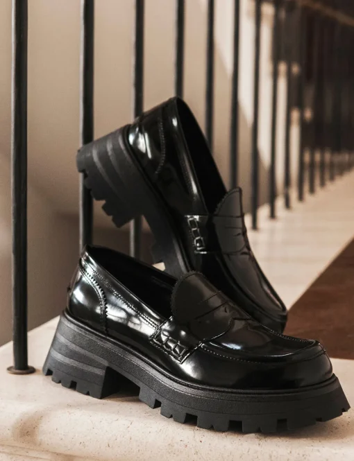 Mocassini tacco 3cm pelle nero