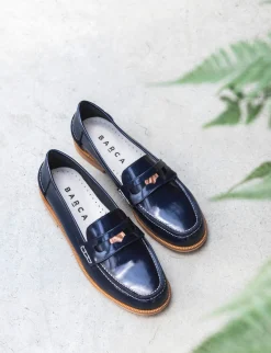 Mocassini tacco 2cm pelle blu