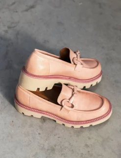 Mocassini tacco 1cm pelle rosa
