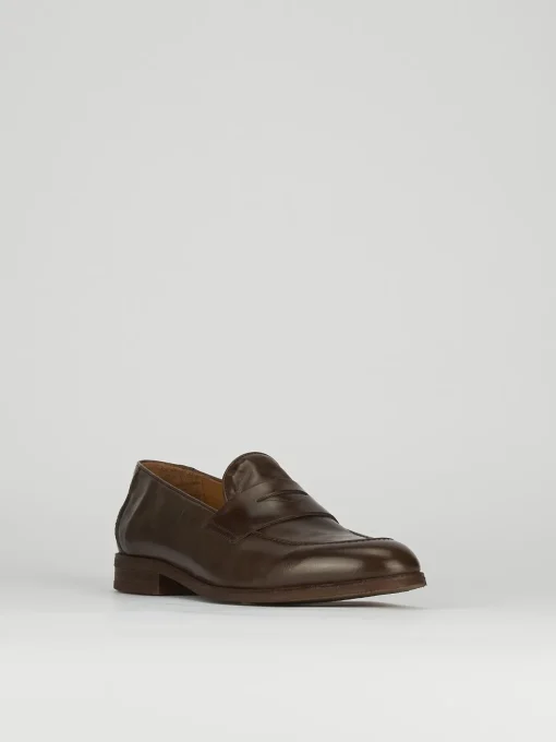 Mocassini tacco 2cm pelle marrone