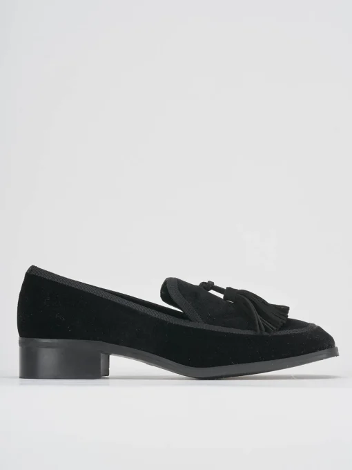 Mocassini tacco 2cm velluto nero