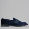 Mocassini tacco 2cm velluto blu