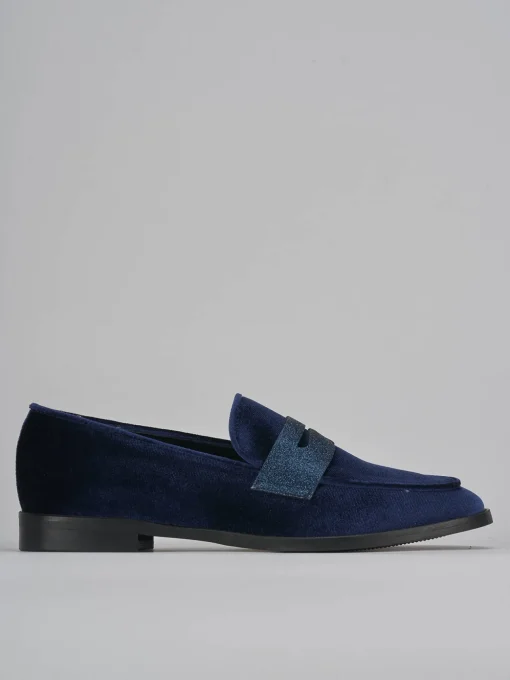 Mocassini tacco 2cm velluto blu