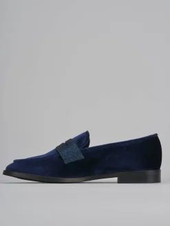 Mocassini tacco 2cm velluto blu