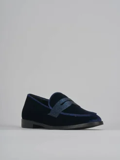 Mocassini tacco 2cm velluto blu