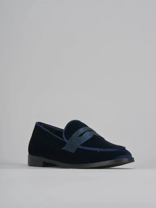 Mocassini tacco 2cm velluto blu