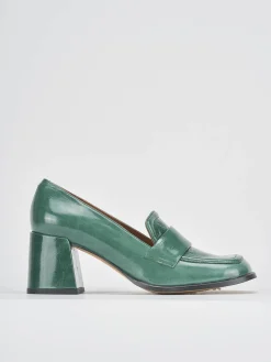 Mocassini tacco 8cm vernice verde