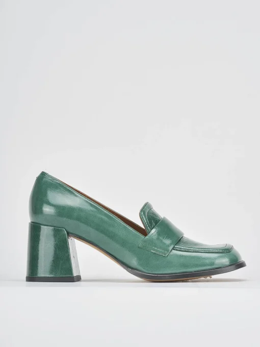 Mocassini tacco 8cm vernice verde