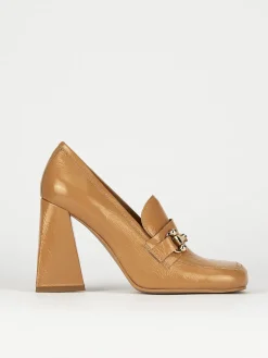 Mocassini tacco 9cm vernice marrone