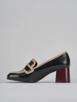 Mocassini tacco 5cm vernice nero