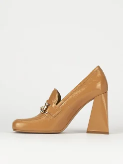 Mocassini tacco 9cm vernice marrone