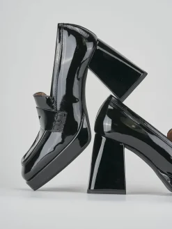 Mocassini tacco 7cm vernice nero