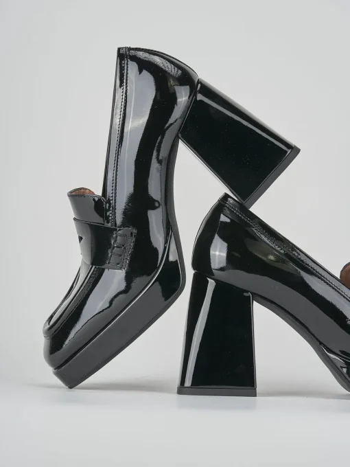 Mocassini tacco 7cm vernice nero